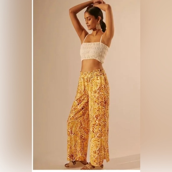 Anthropologie Yellow and Orange Patterned Pants - Picture 1 of 10